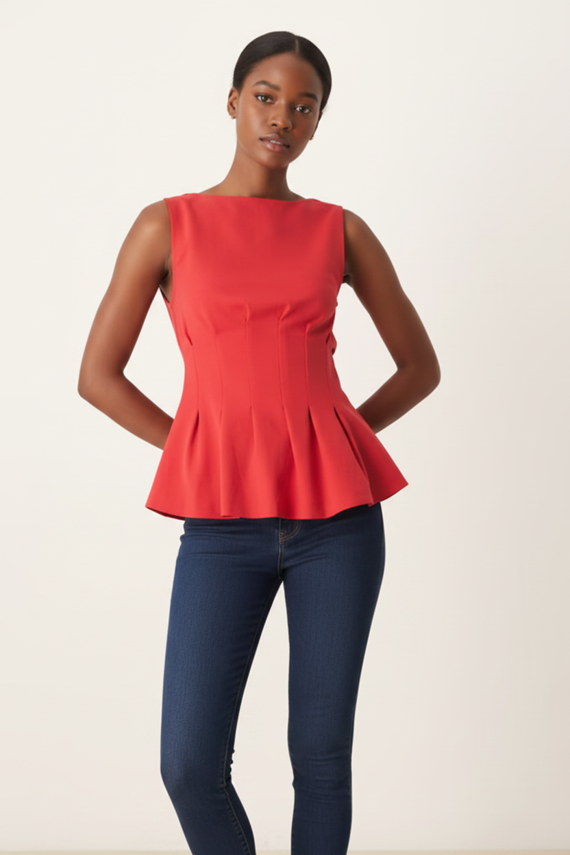 ASOS DESIGN Boat Neck Pleated Tee