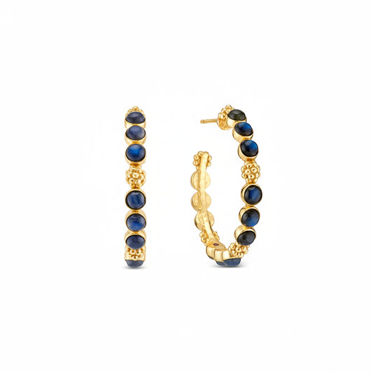 Berry Blue Labradorite Medium Hoop Earrings