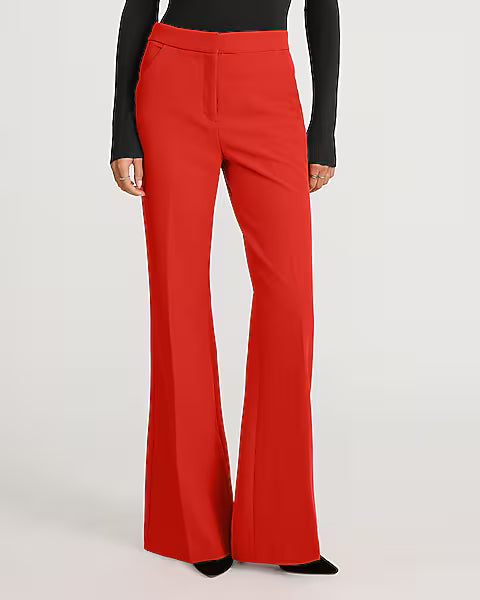 Editor Signature Stretch High Waisted Flare  - Red