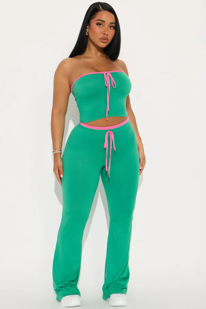Lila Flare Pant Set - Kelly Green