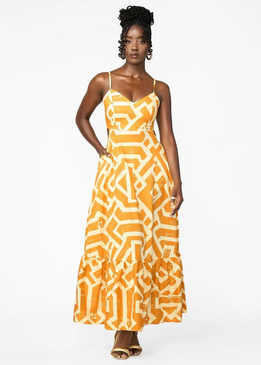 Oneyka Women's African Print Cut-Out Maxi Dress