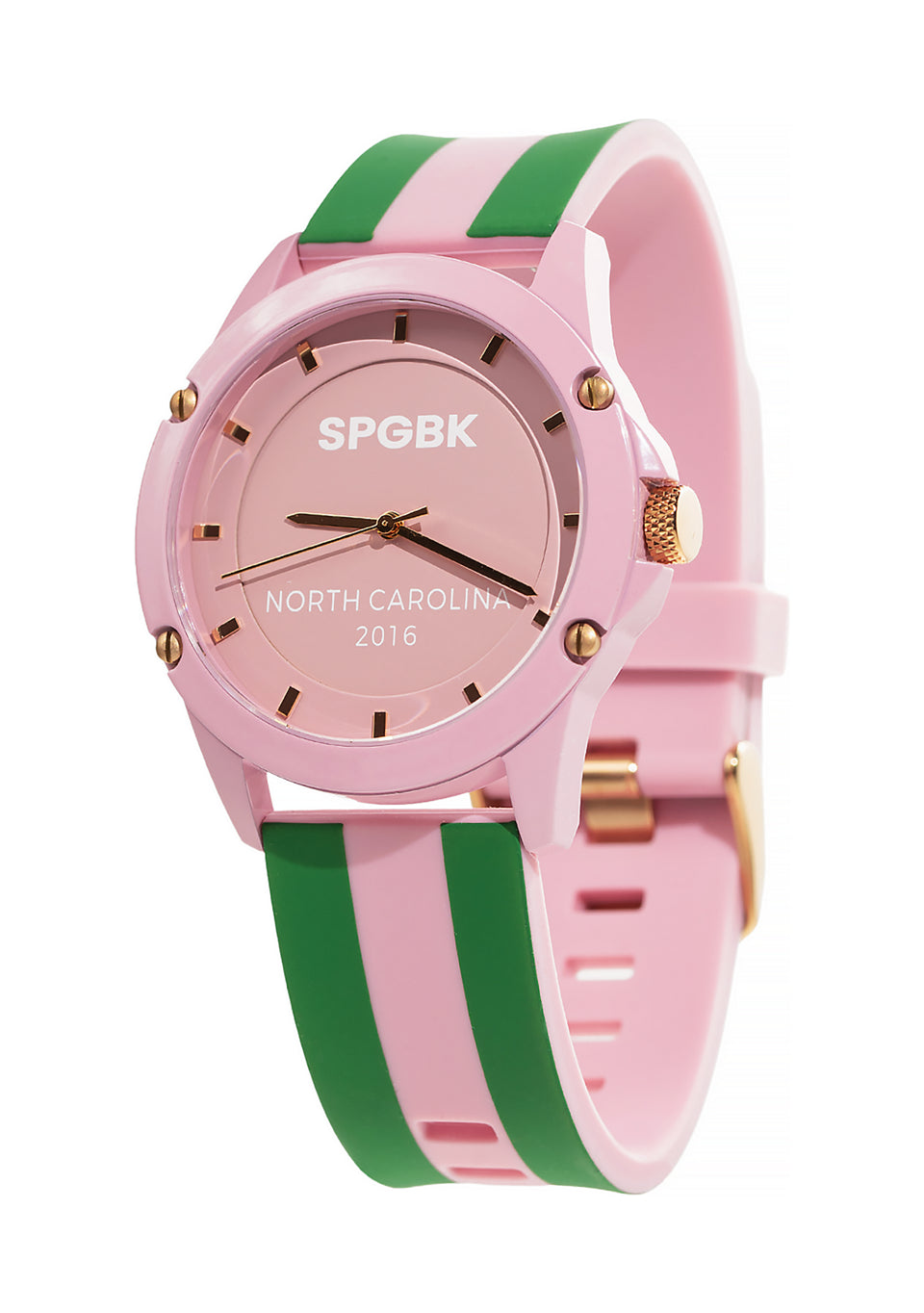 Unisex Quad Pink and Green Silicone Band Watch