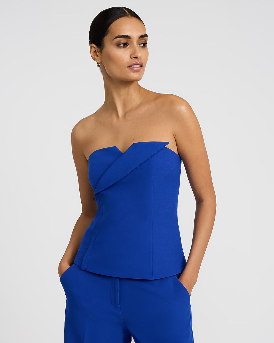 Studio Stretch Twill Strapless Tailored Tube Top