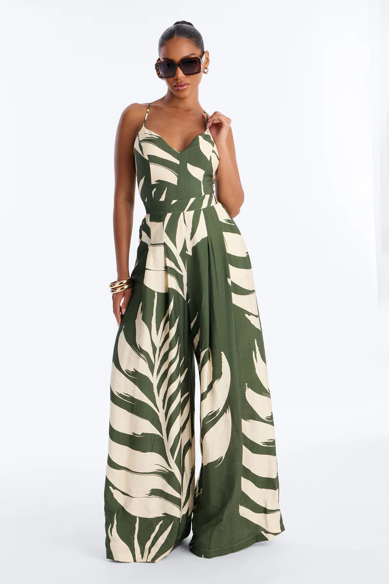 Tanya Tropical Wide Leg Jumpsuit