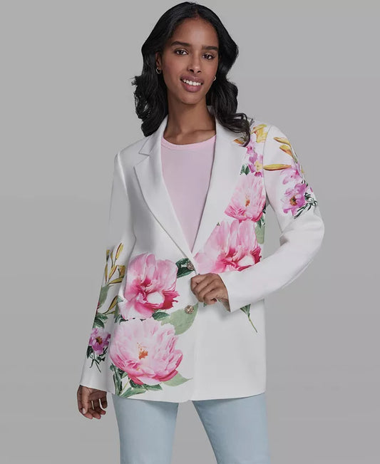 Women's Placed Floral Printed Collared Blazer